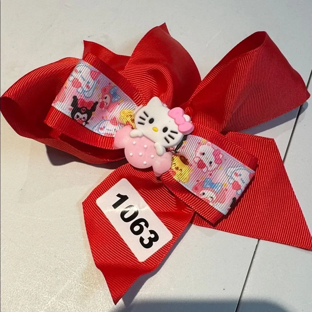 1063 Red  Color Hello Kitty Hair Alligator Clip Bow